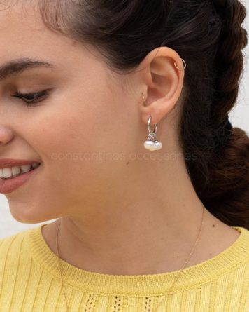 γυναικεια σκουλαρικια με περλες απο ατσαλι