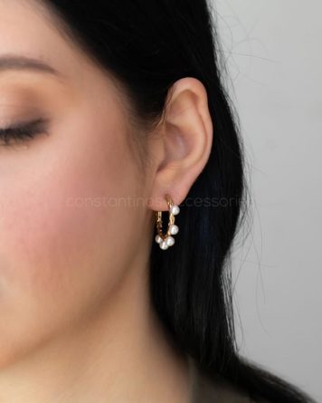 γυναικεια σκουλαρικια κρικοι απο ατσαλι με περλες