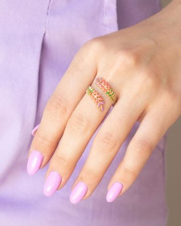 γυναικειο δαχτυλιδι απο ατσαλι με φυλλα