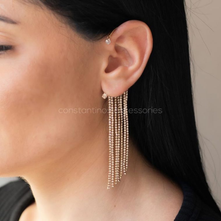 σκουλαρικι κρεμαστό earcuffs με στρας